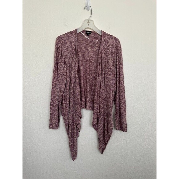 Torrid Women's Space-Dye Cardigan Drape Front Sweater Waterfall Beige Pink Sz 2X - Picture 2 of 7